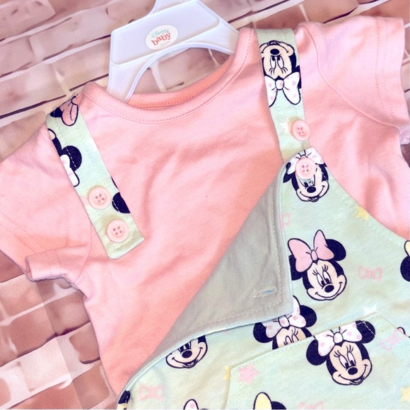 🆕 Disney Minnie Mouse 2-Pc 18M Tee & Snap-Close Adjustable Button Overall Set - Picture 12 of 16
